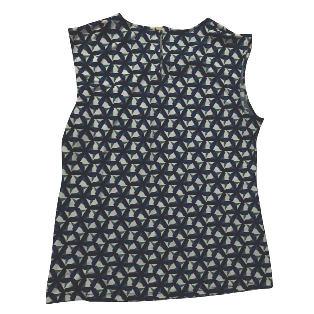 Liz Claiborne Blouse Women L Blue Green EUC Geometric Sleeveless Shell - Picture 4 of 5